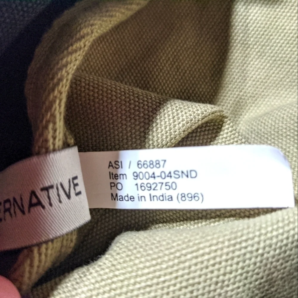 Alternative Stitched Canvas Tote Bag, Charcoal Khaki, 16x14